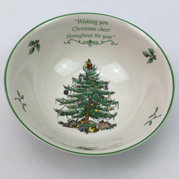 Spode Christmas Tree Porcelain China Revere Bowl With Box Legend Wishing Cheer - Picture 1 of 9